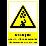 Semn pentru pericol de cadere obiecte caramizi de pe flux sortare